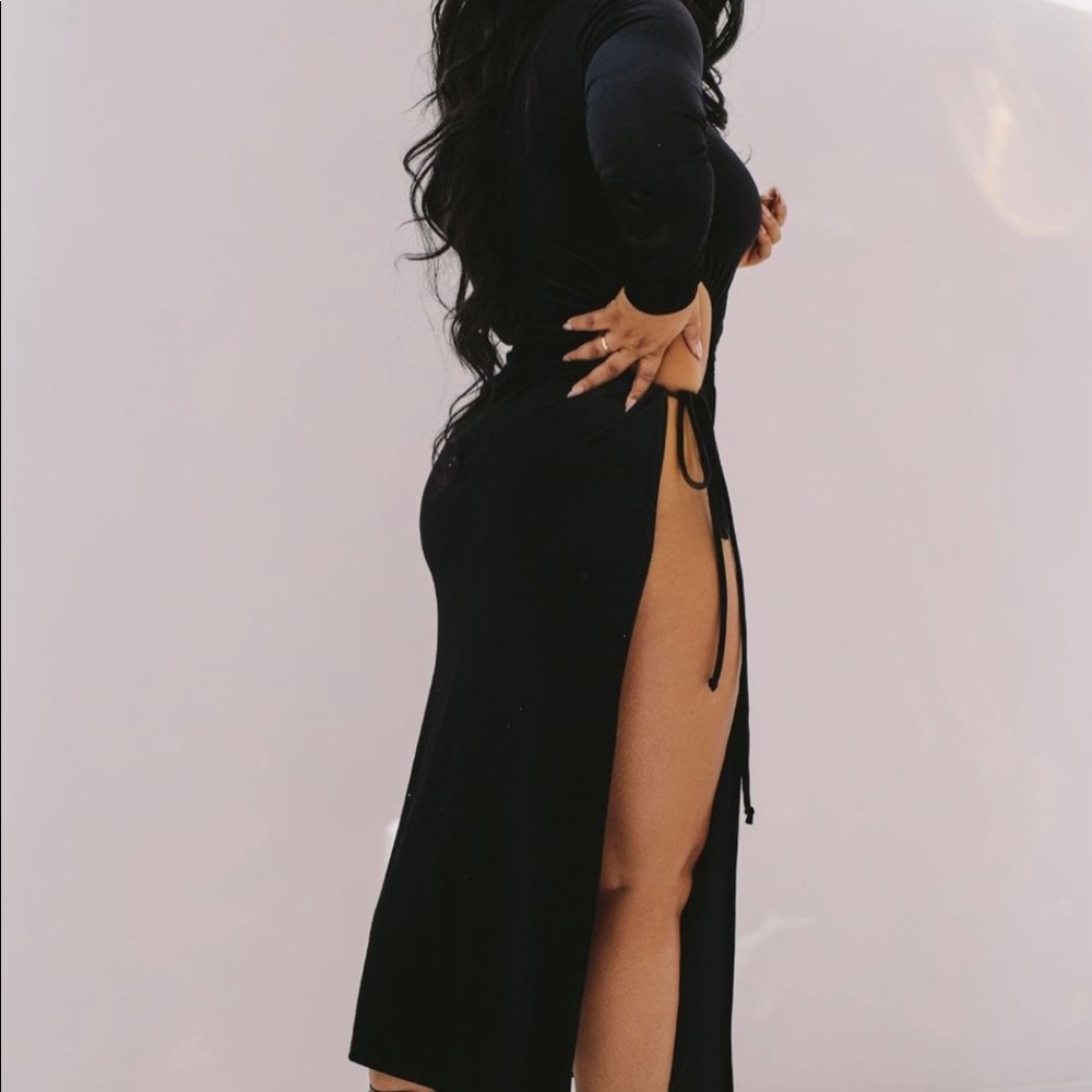 NicoleLynel Black High Slit Dress - Picture 2 of 4
